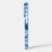 Coques Case-Mate iPhone Plumes de paon bleu blanc (Verso / Gauche)
