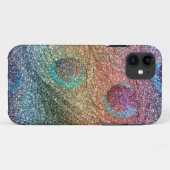 Coques Case-Mate iPhone Plumes de paon de parties scintillantes (Dos (Horizontal))