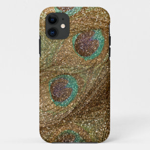 Coque Case-Mate Pour iPhone Plumes de paon parties scintillant or