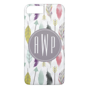 Coques Pour iPhone Plumes et monogramme de flèches