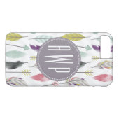 Coques Case-Mate iPhone Plumes et monogramme de flèches (Dos (Horizontal))