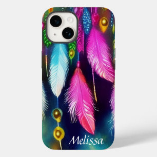 Coque Pour iPhone 14 Plumes et perles personnalisées
