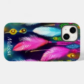 Coques Case-Mate iPhone Plumes et perles personnalisées (Verso (horizontal))