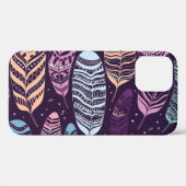 Coques Case-Mate iPhone Plumes ethniques : motif noir et blanc (Verso (horizontal))