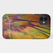 Coques Case-Mate iPhone Plumes fractales et nom personnalisé (Dos (Horizontal))