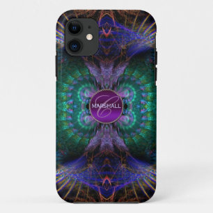 Coque Case-Mate Pour iPhone Plumes fractales Monogramme Nom personnalisé