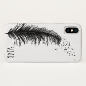 Coques Case-Mate iPhone plumes noires avec oiseaux (Dos (Horizontal))