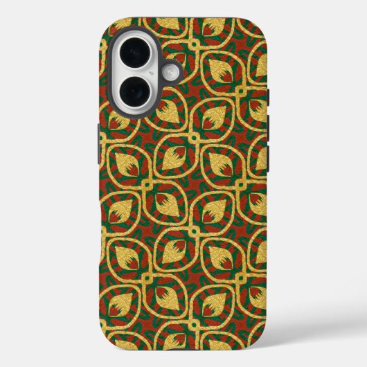 Coques Case-Mate iPhone Plumes Peacock Gold Foil Rouge Vert (Verso)