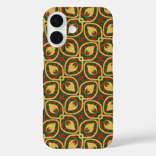 Coques Case-Mate iPhone Plumes Peacock Gold Foil Rouge Vert (Verso)