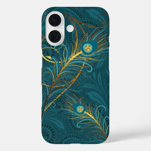 Coques Case-Mate iPhone Plumes Peacock turquoises avec Paisley (Verso)