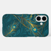 Coques Case-Mate iPhone Plumes Peacock turquoises avec Paisley (Verso (horizontal))