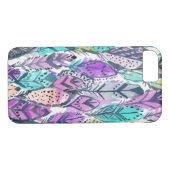 Coques Case-Mate iPhone Plumes pourpres rayonnantes de Boho (Dos (Horizontal))