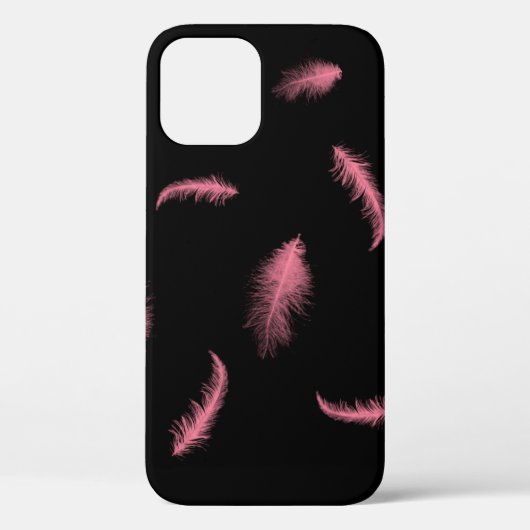 Coques Case-Mate iPhone Plumes roses sur fond noir (Verso)