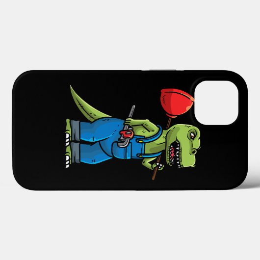 Coques Case-Mate iPhone Plumeur de dinosaure de plomberie (Verso (horizontal))