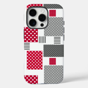 Coques iPhone 16 Pro Pneuka rouge gris patchwork sur arrière - plan bla