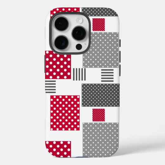 Coques Case-Mate iPhone Pneuka rouge gris patchwork sur arrière - plan bla (Verso)