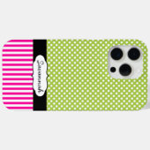 Coques Case-Mate iPhone Poapod Personnalisé Plime Polka Dot Pink Stripe (Verso (horizontal))