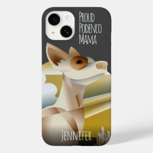 Coque Pour iPhone 14 Podenco Dog Art Déco Personnalisé Design Vintage