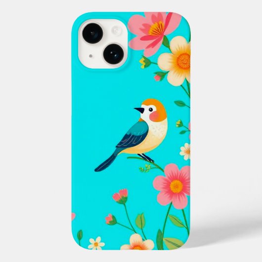 Coques Case-Mate iPhone Poignée de protection quotidienne oiseau bleu vibr (Verso)