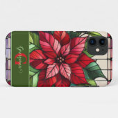 Coques Case-Mate iPhone Poinsettia en verre de Fête personnalisée (Dos (Horizontal))