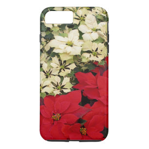 Coque iPhone 8 Plus/7 Plus Poinsettias blanches et rouges I Holiday Floral