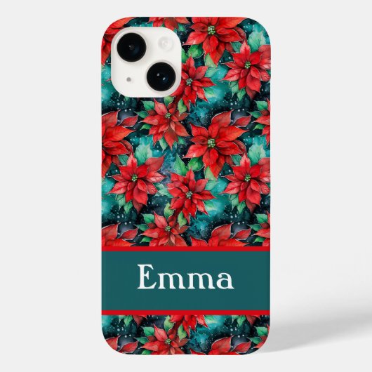 Coques Case-Mate iPhone Poinsettias de Noël traditionnel Motif Jolie (Verso)