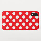 Coques Case-Mate iPhone Point de polka blanc d'arrière - plan rouge (Dos (Horizontal))