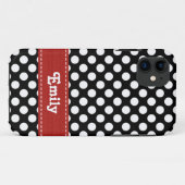 Coques Case-Mate iPhone Point de polka noir et blanc (Dos (Horizontal))