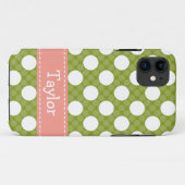 Coques Case-Mate iPhone Point de polka vert rose (Dos (Horizontal))