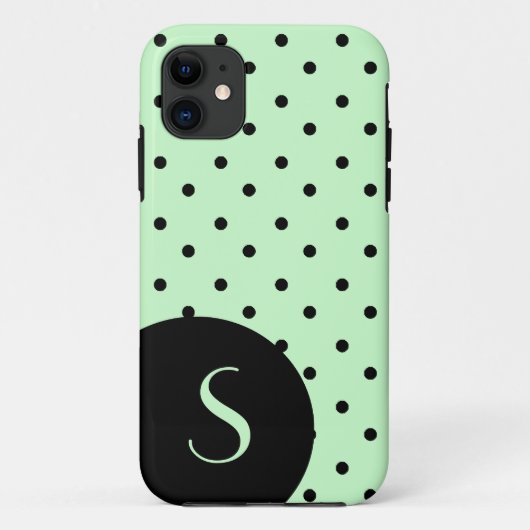 Coques Case-Mate iPhone Point et monogramme de pinte verte et noire (Dos)
