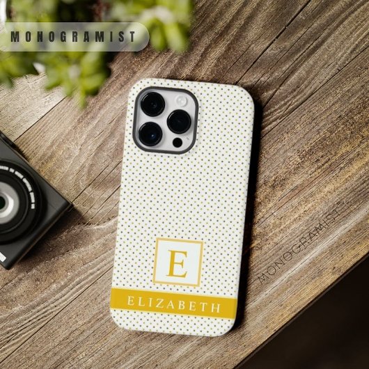 Coques Case-Mate iPhone Point Polka blanc jaune safran sur mesure