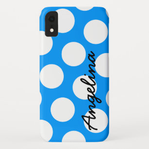 Coque Case-Mate Pour iPhone Point Polka bleu et blanc personnalisé