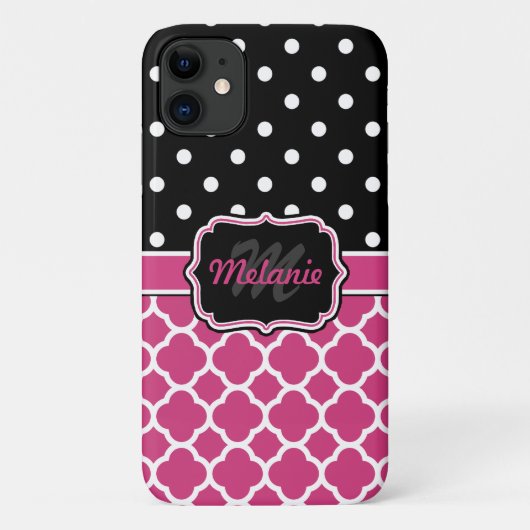 Coques Case-Mate iPhone Point Polka de treillis monogramme (Dos)