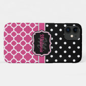Coques Case-Mate iPhone Point Polka de treillis monogramme (Dos (Horizontal))