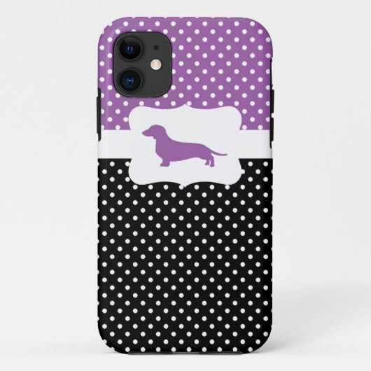 Coques Case-Mate iPhone Point Polka rétro avec Dachshund (Dos)