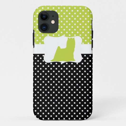 Coques Case-Mate iPhone Point Polka rétro avec Yorkie (Dos)