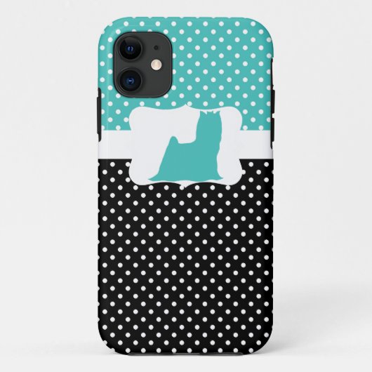 Coques Case-Mate iPhone Point Polka rétro avec Yorkie (Dos)