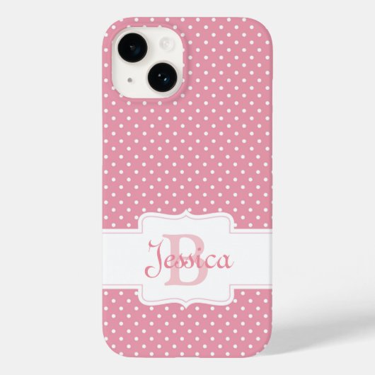 Coques Case-Mate iPhone Point Polka rose personnalisé (Verso)