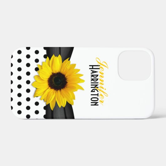 Coques Case-Mate iPhone Pointe Chic de Polka de tournesol (Verso (horizontal))