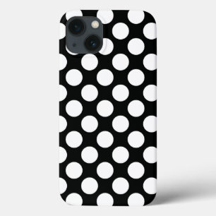 iPhone 13 Coque Pointe Polka (noir et blanc) Toute taille personna
