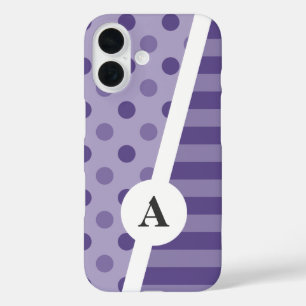 Coques iPhone 16 Pointe Polka Ultra Violet et Motif de bande