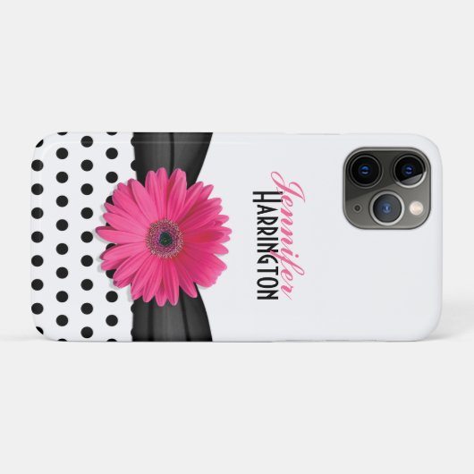 Coques Case-Mate iPhone Pointe rose Gerbera Daisy Polka (Dos (Horizontal))