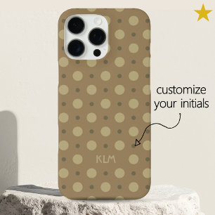 Coques iPhone 16 Pro Max Points beige gris sophistiqués Nom personnalisé In