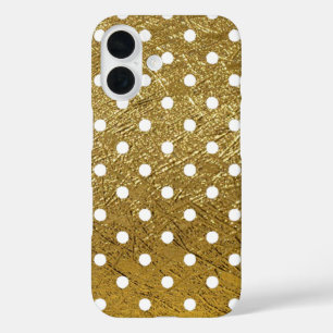 Coques iPhone 16 Points blancs sur couleur or