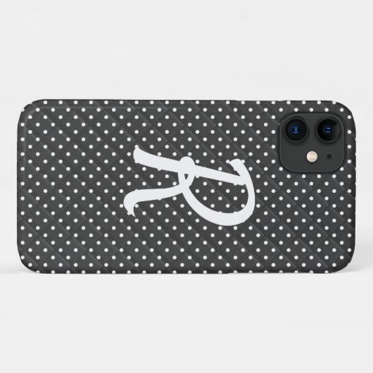 Coques Case-Mate iPhone points blancs sur monogramme noir (Dos (Horizontal))