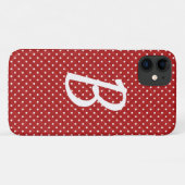 Coques Case-Mate iPhone points blancs sur monogramme rouge (Dos (Horizontal))