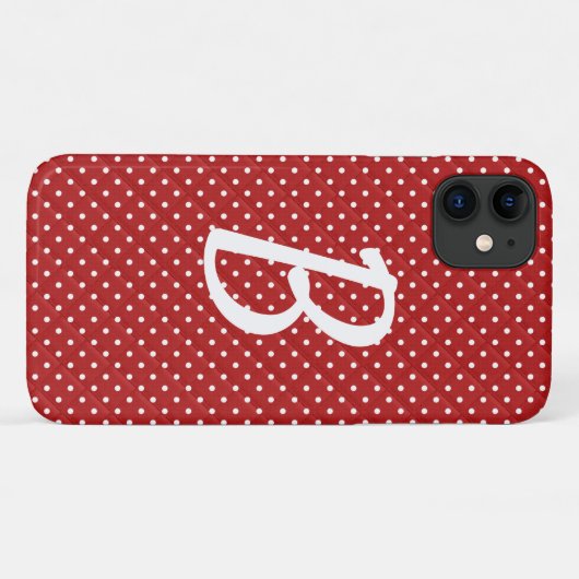 Coques Case-Mate iPhone points blancs sur monogramme rouge (Dos (Horizontal))