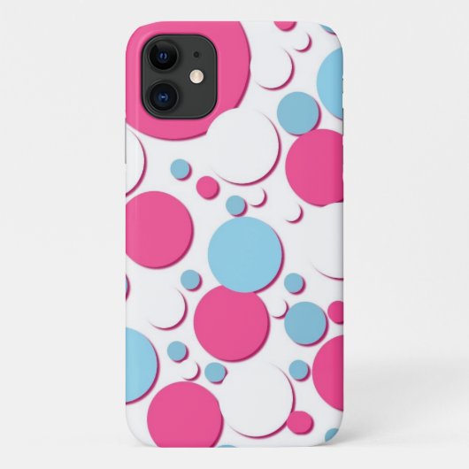 Coques Case-Mate iPhone Points bleus roses et blancs (Dos)