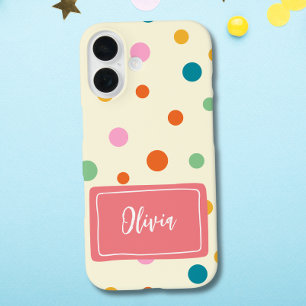 Coques iPhone 16 Points colorés gais Personnalisés