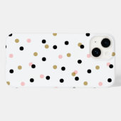Coques Case-Mate iPhone Points Confetti Noir Rose et Or (Verso (horizontal))